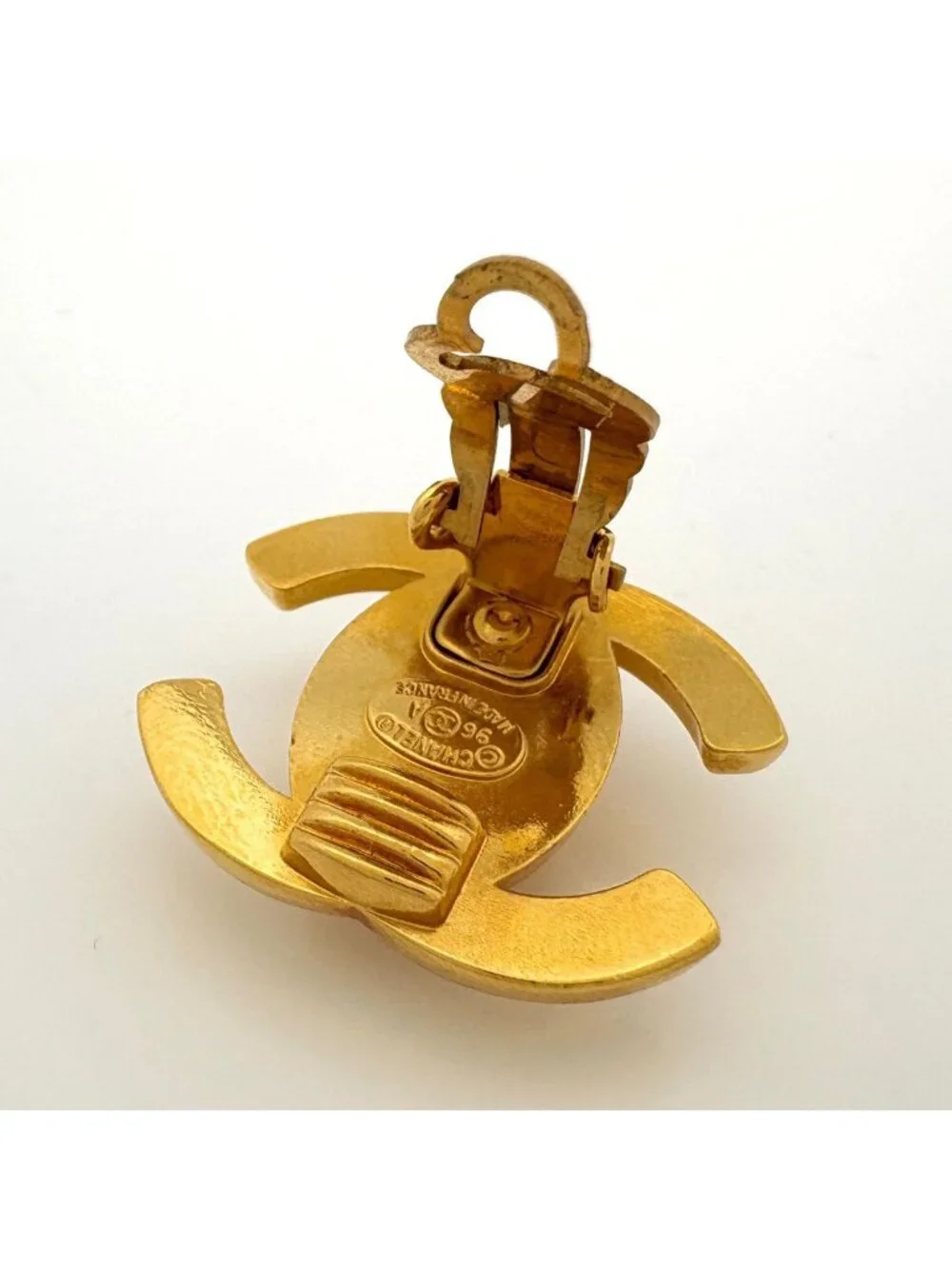 Chanel Earrings CC Logo Turnlock Gold Plated